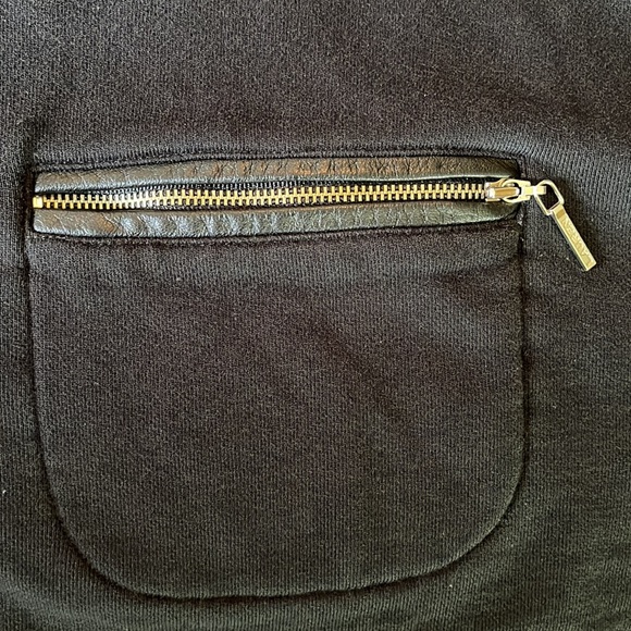 RALPH LAUREN Size 1X Mockneck 1/4 Zip Black & Silver HW Pocket Leather Trim PREP - Picture 11 of 16